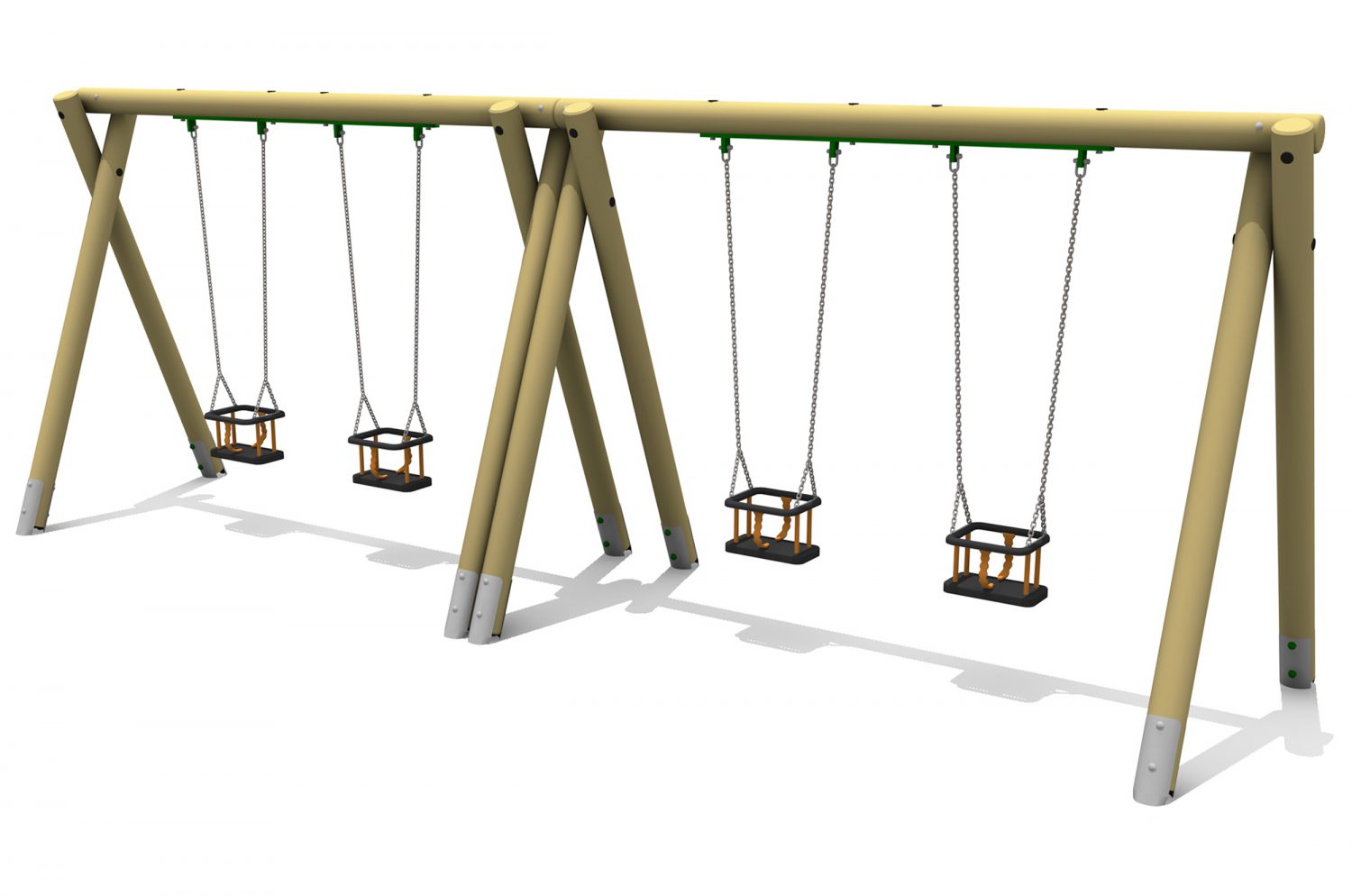 Timber 4 Bay Cradle Swing Playground Equipment Shropshire
