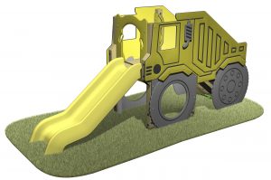 Dump Truck Slide with dump truck themed sides and yellow slide