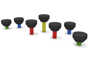 Rubber Stepping Heads - Rubber Tops with Coloured Steel Posts