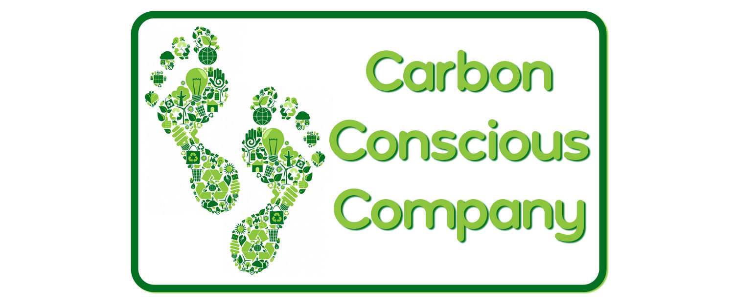 Green Footprints represent the low carbon footprint for a Carbon Conscious Company