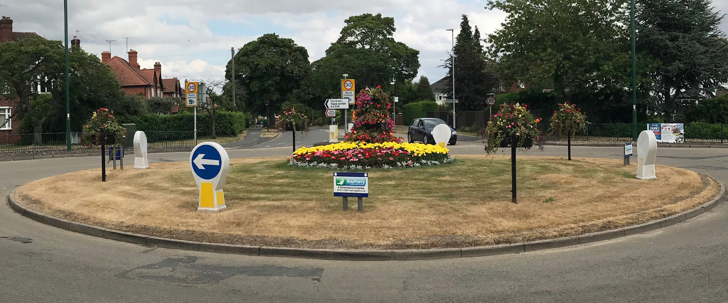 Ray Parry Playgrounds Proudly Supports Shrewsbury In Bloom - Traffic Island with Colourful flowers