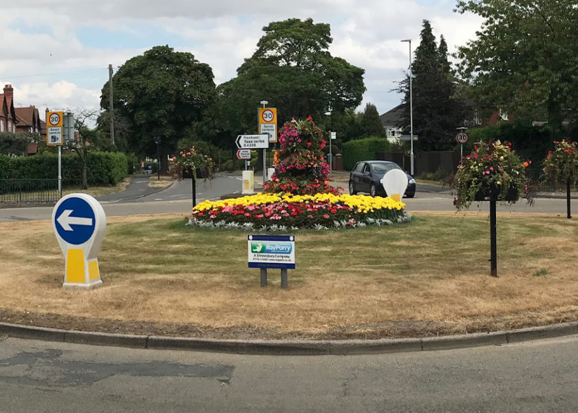 Ray Parry Playgrounds Proudly Supports Shrewsbury In Bloom - Traffic Island with Colourful flowers