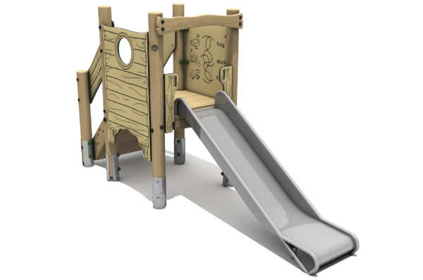 Timber Tower Single Deck 01, A timber tower climber with steel slide